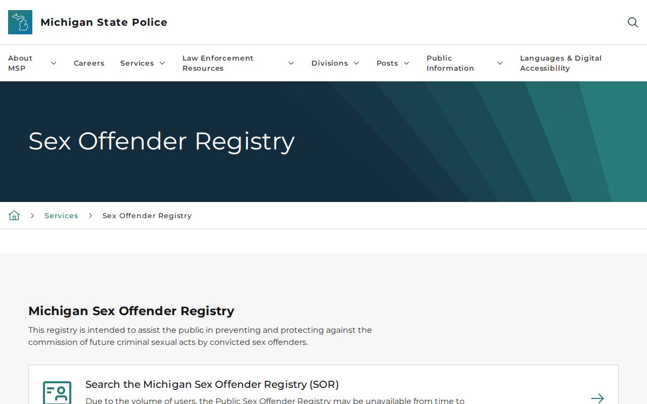 Southgate resident lookup Michigan public safety registry
