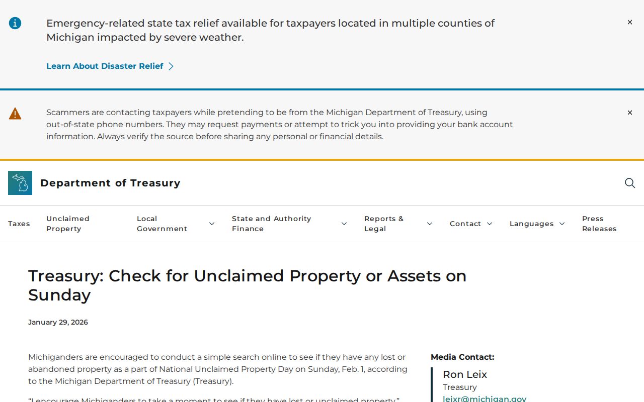 Southgate resident lookup Michigan unclaimed property search