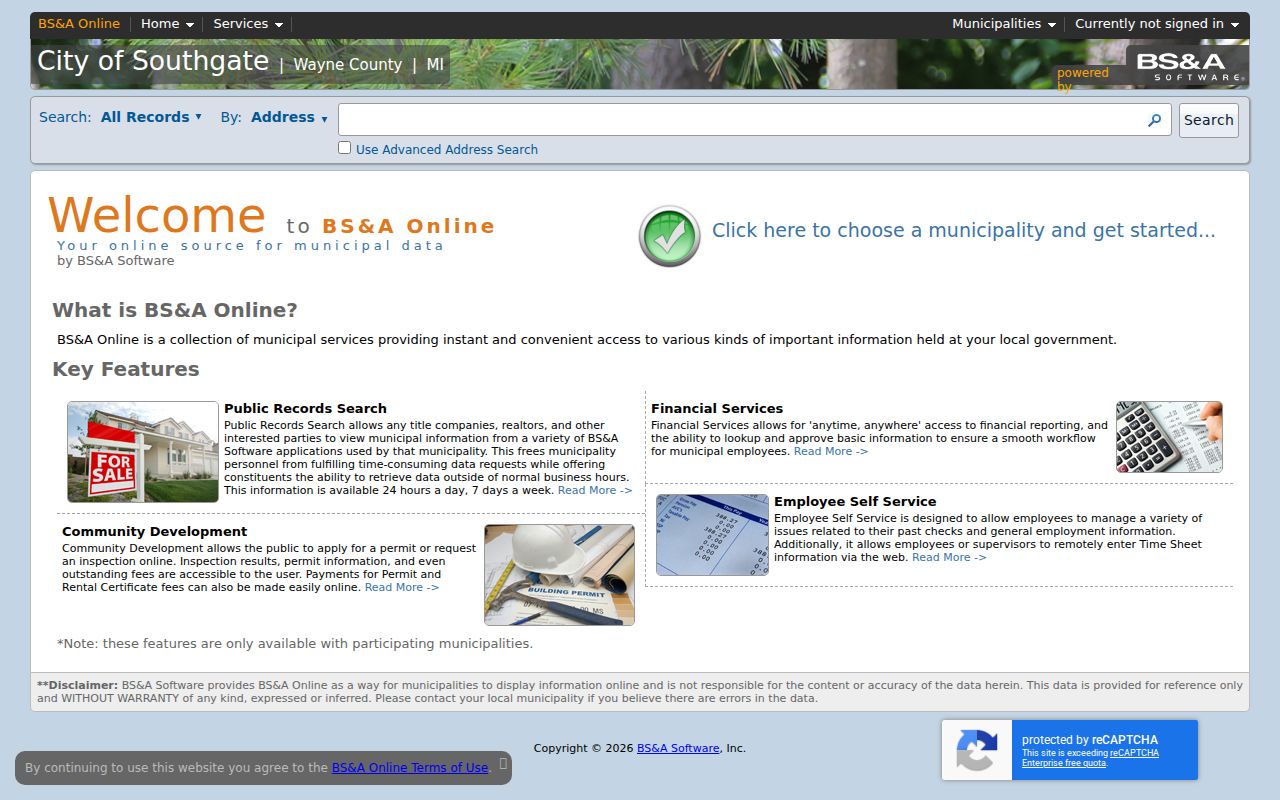 Southgate residents directory property-search screen