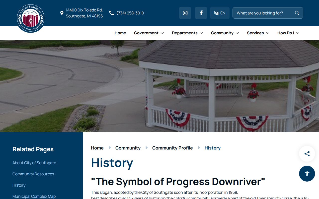 Southgate ZIP directory city history and municipal development