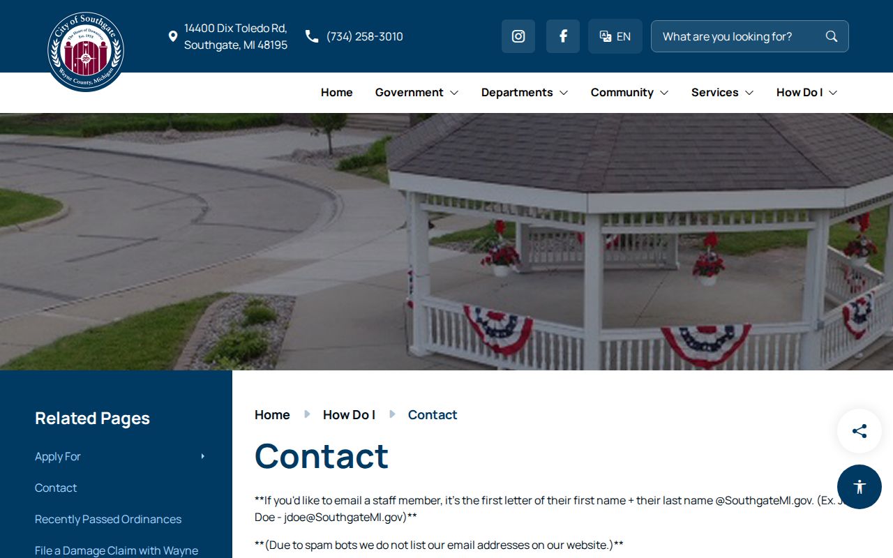 Southgate neighbors city contact directory