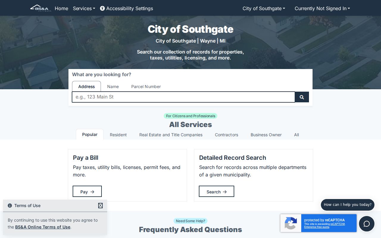 Southgate street records BS&A municipality search
