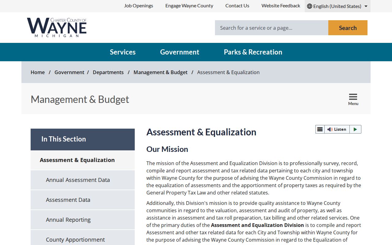 Southgate street parcel research Wayne County assessment and parcel viewer guidance