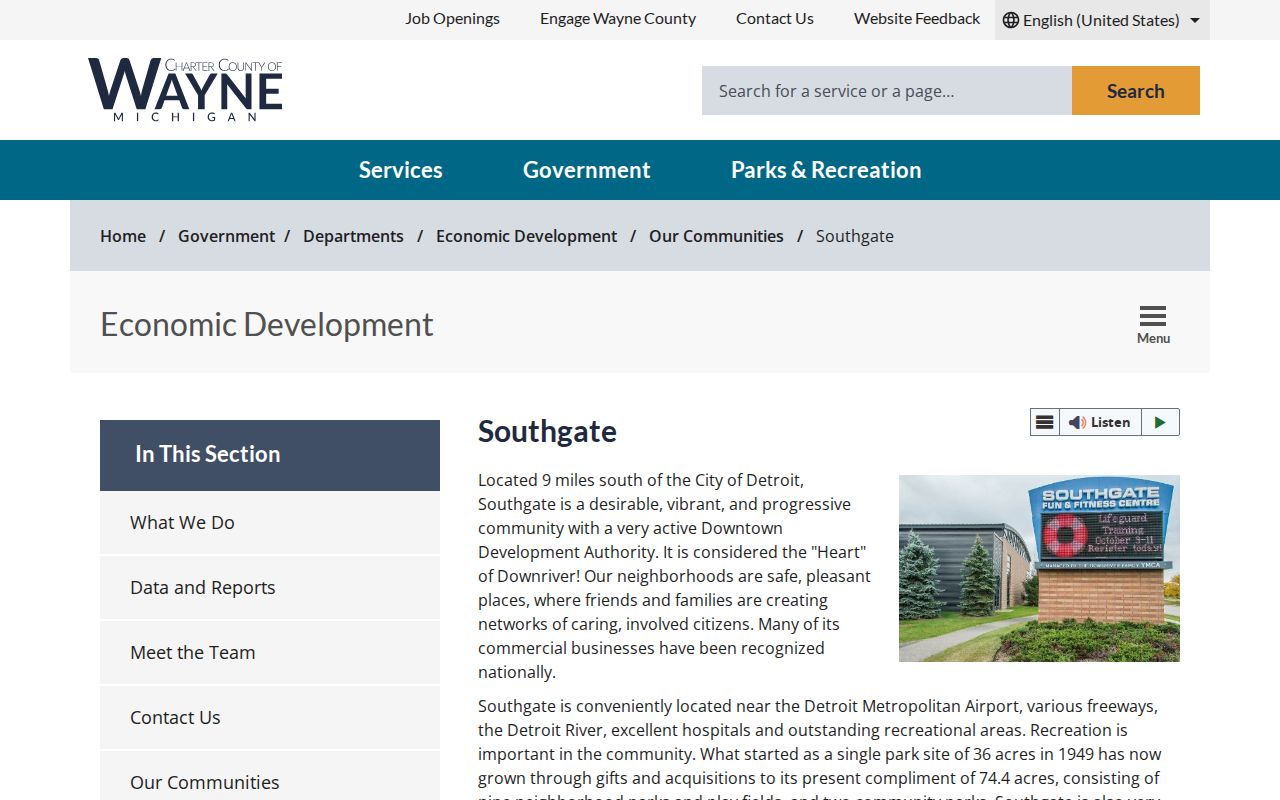 Southgate ZIP directory Wayne County community profile and geography